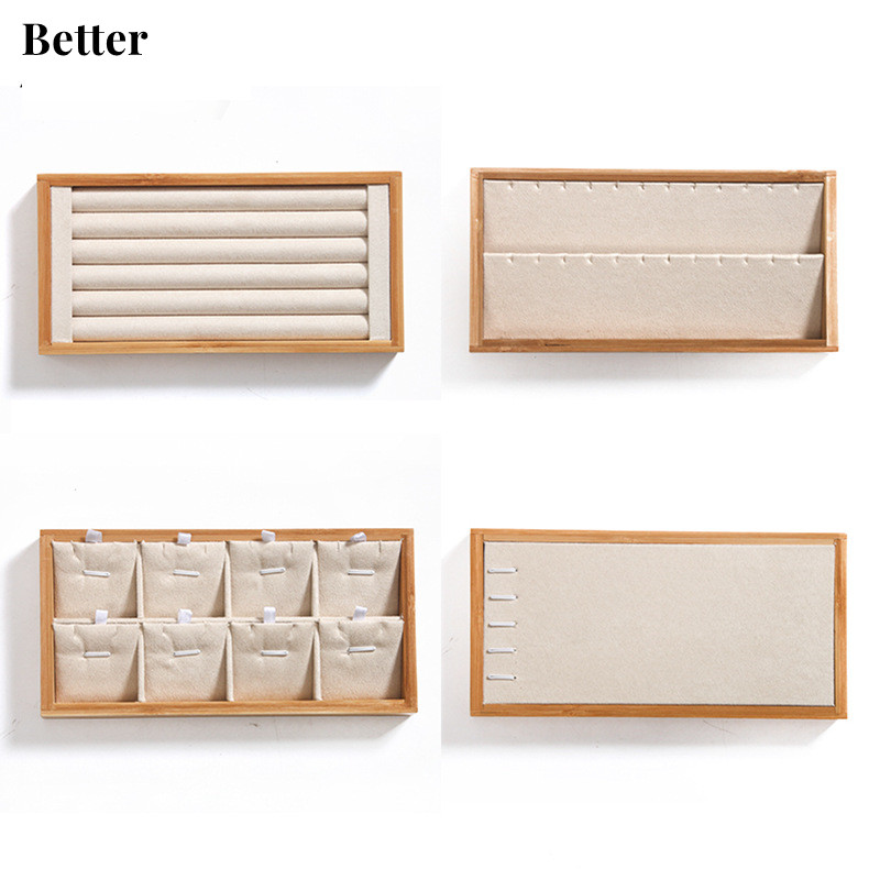 Drawer Organizer Bamboo - Bambu bege jóias anéis display titular