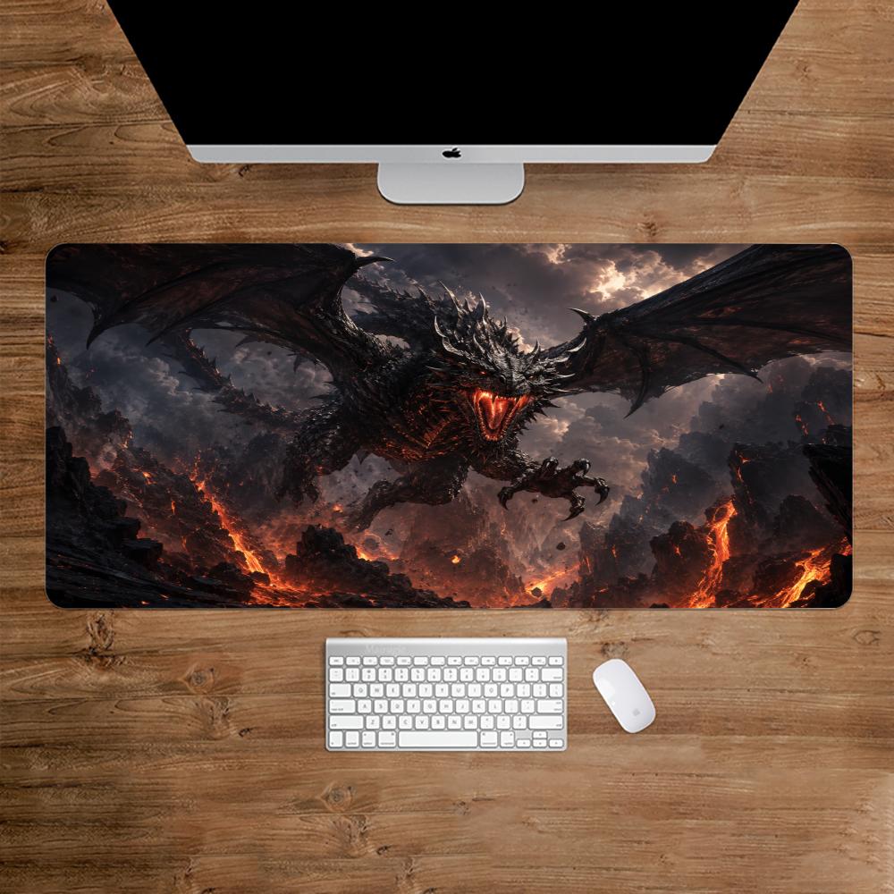 Desk Setup Gaming And Work - Mouse Pad Dragão Ardente: Acessório de