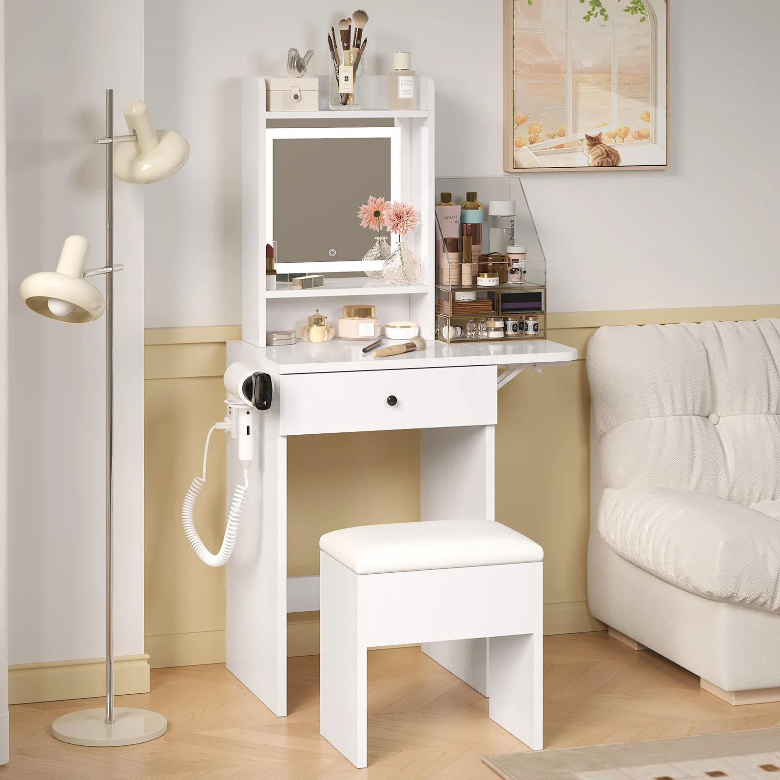 Desk Vanity Setup - # Mesa de maquiagem com gavetas,