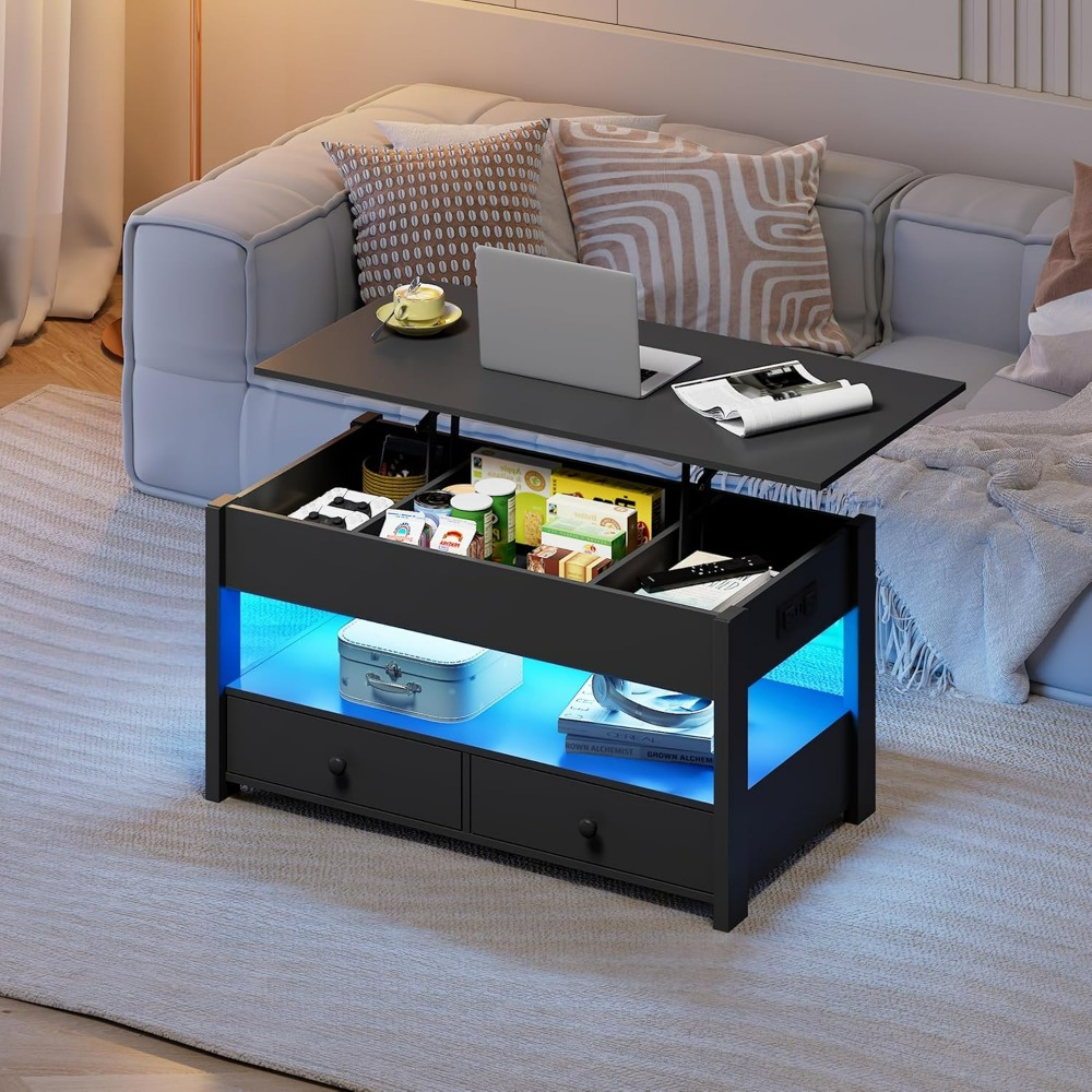 Mesa de Café WLIVE Preta com T - Desk Drawer Unit avaliação e preço