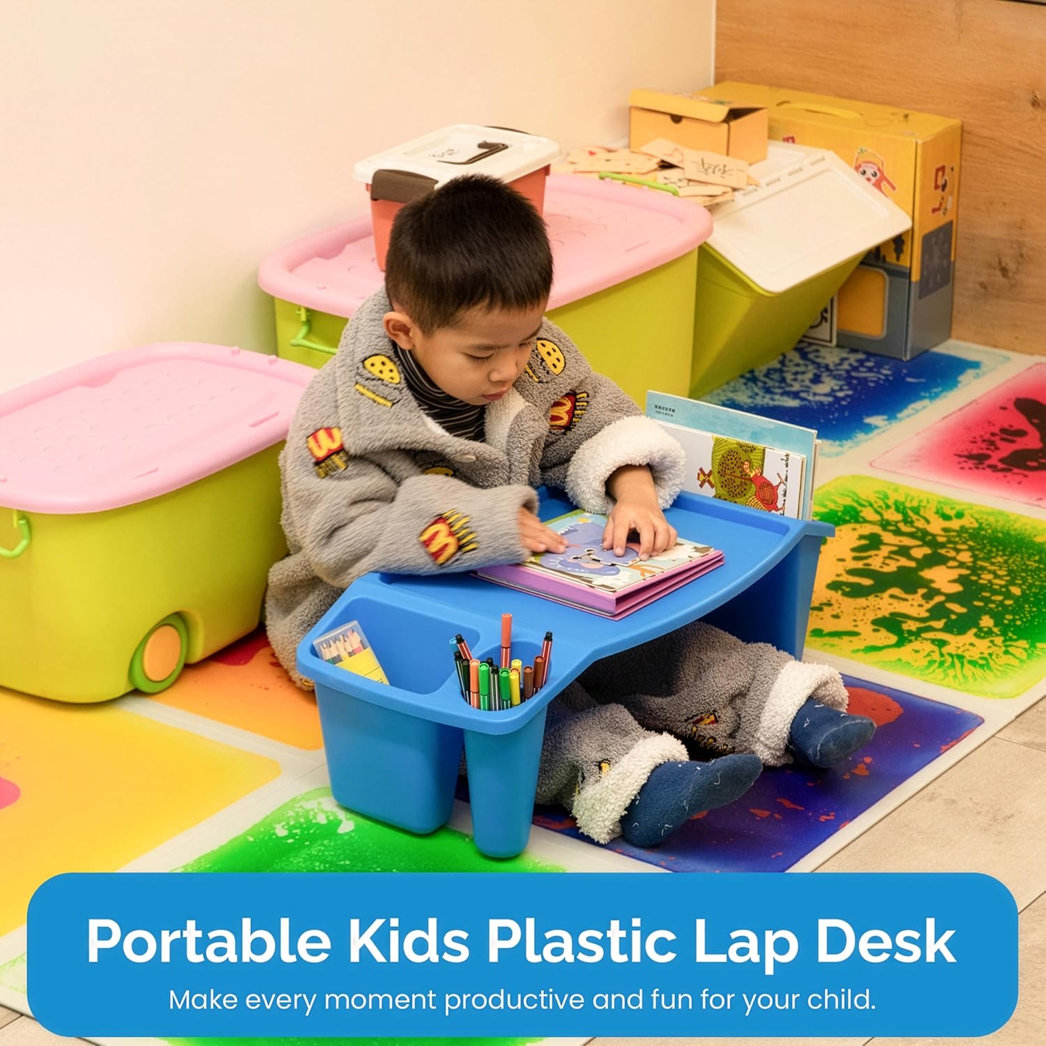 Conjunto de 3 Mesas Portáteis  - Desk Setup Blue avaliação e preço