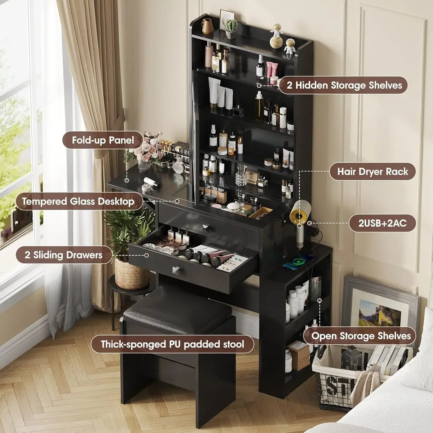 Pequena Mesa de Maquiagem, Esp - Desk Vanity Setup avaliação e preço