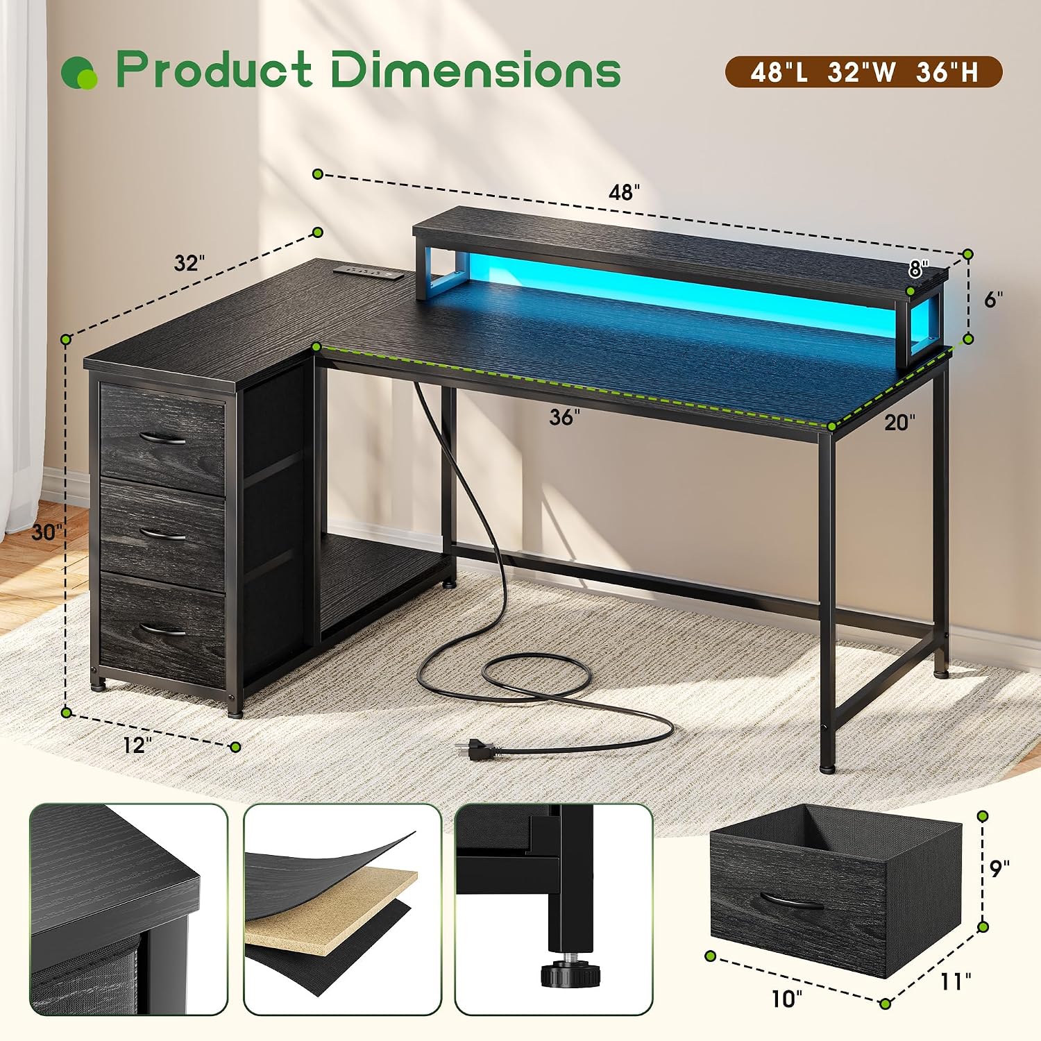 Mesa de Jogos com 3 Gavetas e  - Desk Setup Gaming Pc avaliação e preço